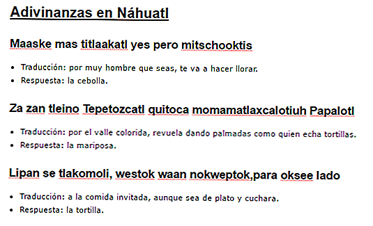 30 Ghicitori în Nahuatl Tradus în Spaniolă (Scurt)