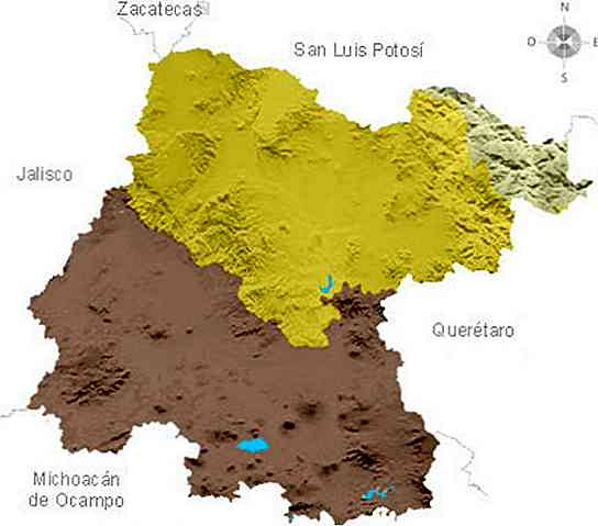 Relief des principales caractéristiques de Guanajuato